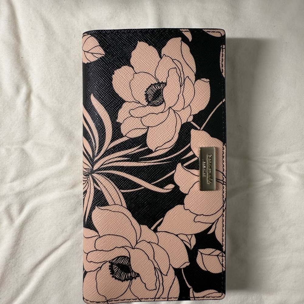 Kate Spade Black and Pink Floral Wallet